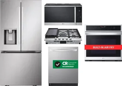 5 Piece Package Includes Refrigerator, Cooktop, Wall Oven, Microwave And Dishwasher