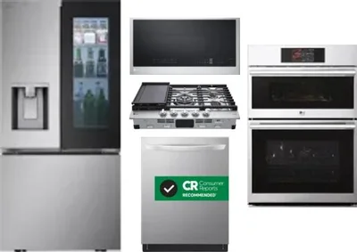 5 Piece Package Includes Refrigerator, Cooktop, Wall Oven, Microwave And Dishwasher
