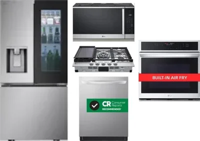 5 Piece Package Includes Refrigerator, Cooktop, Wall Oven, Microwave And Dishwasher