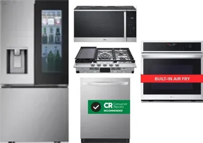 5 Piece Package Includes Refrigerator, Cooktop, Wall Oven, Microwave And Dishwasher