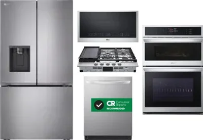 5 Piece Package Includes Refrigerator, Cooktop, Wall Oven, Microwave And Dishwasher