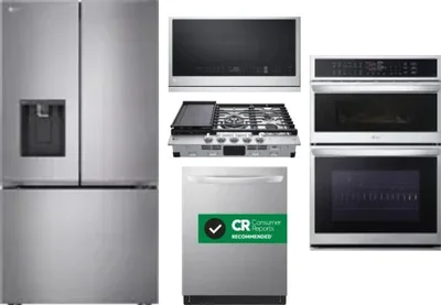 5 Piece Package Includes Refrigerator, Cooktop, Wall Oven, Microwave And Dishwasher