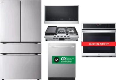 5 Piece Package Includes Refrigerator, Cooktop, Wall Oven, Microwave And Dishwasher