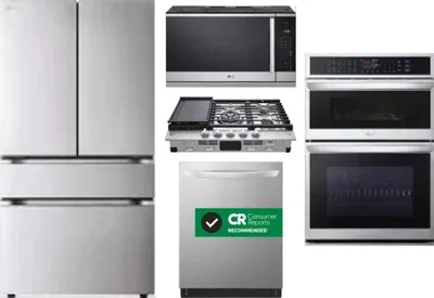 5 Piece Package Includes Refrigerator, Cooktop, Wall Oven, Microwave And Dishwasher