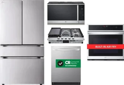 5 Piece Package Includes Refrigerator, Cooktop, Wall Oven, Microwave And Dishwasher