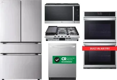 5 Piece Package Includes Refrigerator, Cooktop, Wall Oven, Microwave And Dishwasher