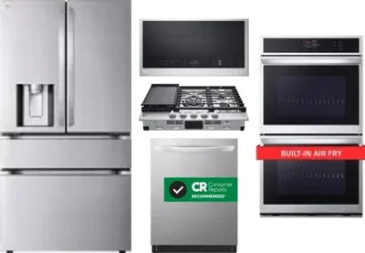 5 Piece Package Includes Refrigerator, Cooktop, Wall Oven, Microwave And Dishwasher