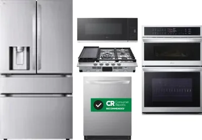 5 Piece Package Includes Refrigerator, Cooktop, Wall Oven, Microwave And Dishwasher