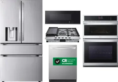 5 Piece Package Includes Refrigerator, Cooktop, Wall Oven, Microwave And Dishwasher