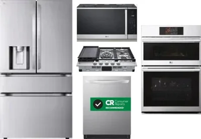5 Piece Package Includes Refrigerator, Cooktop, Wall Oven, Microwave And Dishwasher