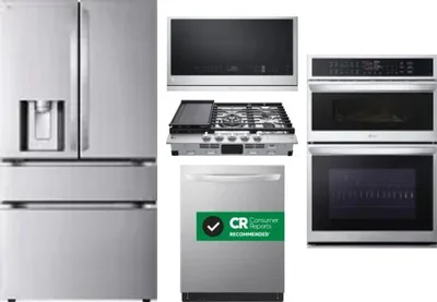 5 Piece Package Includes Refrigerator, Cooktop, Wall Oven, Microwave And Dishwasher