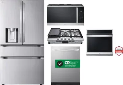 5 Piece Package Includes Refrigerator, Cooktop, Wall Oven, Microwave And Dishwasher