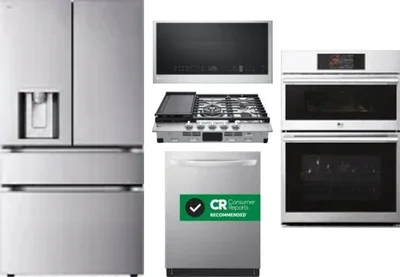 5 Piece Package Includes Refrigerator, Cooktop, Wall Oven, Microwave And Dishwasher