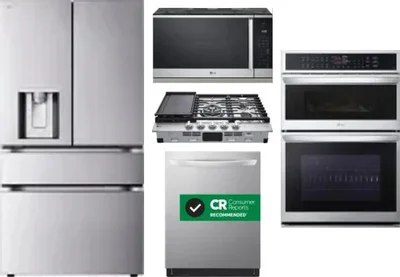 5 Piece Package Includes Refrigerator, Cooktop, Wall Oven, Microwave And Dishwasher