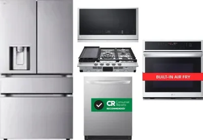 5 Piece Package Includes Refrigerator, Cooktop, Wall Oven, Microwave And Dishwasher