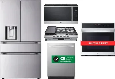 5 Piece Package Includes Refrigerator, Cooktop, Wall Oven, Microwave And Dishwasher