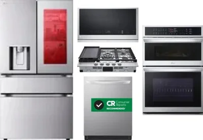 5 Piece Package Includes Refrigerator, Cooktop, Wall Oven, Microwave And Dishwasher