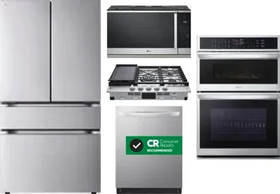 5 Piece Package Includes Refrigerator, Cooktop, Wall Oven, Microwave And Dishwasher