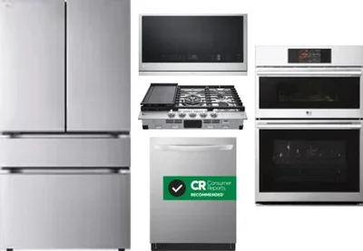 5 Piece Package Includes Refrigerator, Cooktop, Wall Oven, Microwave And Dishwasher