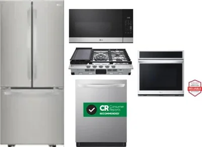 5 Piece Package Includes Refrigerator, Cooktop, Wall Oven, Microwave And Dishwasher