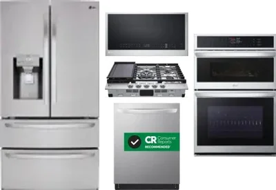5 Piece Package Includes Refrigerator, Cooktop, Wall Oven, Microwave And Dishwasher
