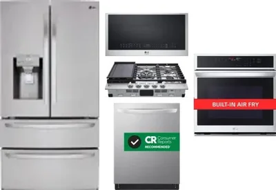 5 Piece Package Includes Refrigerator, Cooktop, Wall Oven, Microwave And Dishwasher