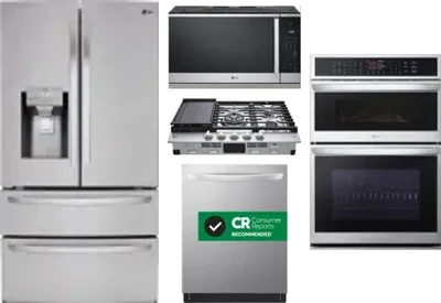 5 Piece Package Includes Refrigerator, Cooktop, Wall Oven, Microwave And Dishwasher