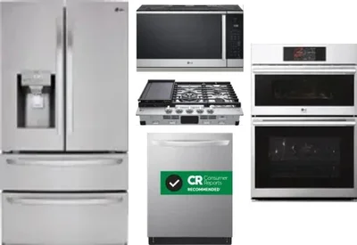 5 Piece Package Includes Refrigerator, Cooktop, Wall Oven, Microwave And Dishwasher