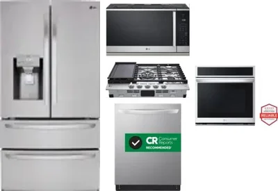 5 Piece Package Includes Refrigerator, Cooktop, Wall Oven, Microwave And Dishwasher