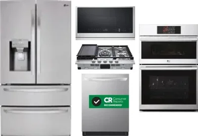 5 Piece Package Includes Refrigerator, Cooktop, Wall Oven, Microwave And Dishwasher