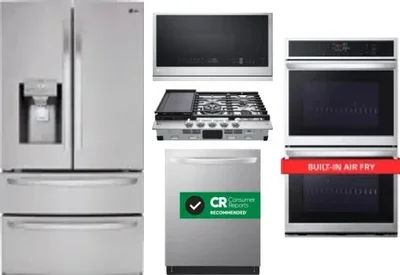 5 Piece Package Includes Refrigerator, Cooktop, Wall Oven, Microwave And Dishwasher