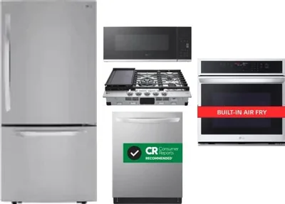 5 Piece Package Includes Refrigerator, Cooktop, Wall Oven, Microwave And Dishwasher