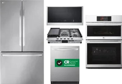 5 Piece Package Includes Refrigerator, Cooktop, Wall Oven, Microwave And Dishwasher