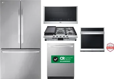 5 Piece Package Includes Refrigerator, Cooktop, Wall Oven, Microwave And Dishwasher