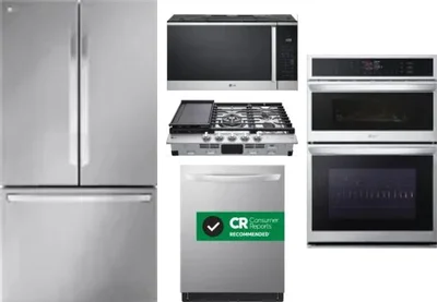 5 Piece Package Includes Refrigerator, Cooktop, Wall Oven, Microwave And Dishwasher