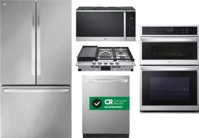 5 Piece Package Includes Refrigerator, Cooktop, Wall Oven, Microwave And Dishwasher