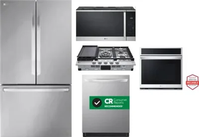 5 Piece Package Includes Refrigerator, Cooktop, Wall Oven, Microwave And Dishwasher