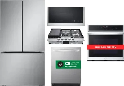 5 Piece Package Includes Refrigerator, Cooktop, Wall Oven, Microwave And Dishwasher