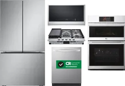 5 Piece Package Includes Refrigerator, Cooktop, Wall Oven, Microwave And Dishwasher