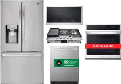 5 Piece Package Includes Refrigerator, Cooktop, Wall Oven, Microwave And Dishwasher