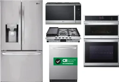 5 Piece Package Includes Refrigerator, Cooktop, Wall Oven, Microwave And Dishwasher