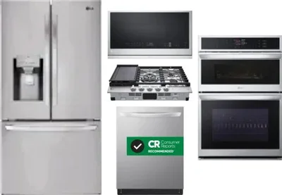 5 Piece Package Includes Refrigerator, Cooktop, Wall Oven, Microwave And Dishwasher