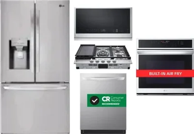 5 Piece Package Includes Refrigerator, Cooktop, Wall Oven, Microwave And Dishwasher