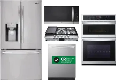 5 Piece Package Includes Refrigerator, Cooktop, Wall Oven, Microwave And Dishwasher