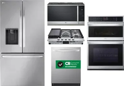 5 Piece Package Includes Refrigerator, Cooktop, Wall Oven, Microwave And Dishwasher