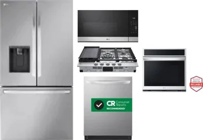 5 Piece Package Includes Refrigerator, Cooktop, Wall Oven, Microwave And Dishwasher