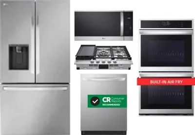 5 Piece Package Includes Refrigerator, Cooktop, Wall Oven, Microwave And Dishwasher