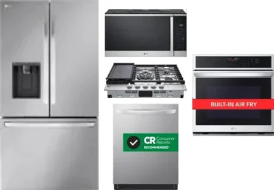 5 Piece Package Includes Refrigerator, Cooktop, Wall Oven, Microwave And Dishwasher