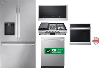 5 Piece Package Includes Refrigerator, Cooktop, Wall Oven, Microwave And Dishwasher