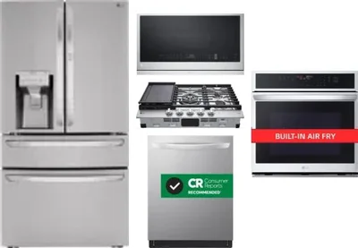 5 Piece Package Includes Refrigerator, Cooktop, Wall Oven, Microwave And Dishwasher
